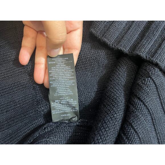 NEW Tory Burch Oversized Lurex Sweater in Navy Mock Neck Turtleneck Size XL - Picture 6 of 9